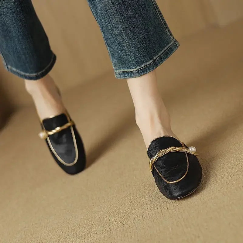 Madeline Floral Embossed Square Toe Sandals